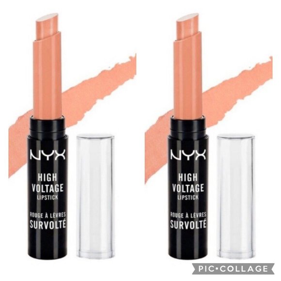 NYX Other - 2 Pk NYX High Voltage Lipstick Creamy Shiny Neutral Peach Tan-Gerine New/Sealed